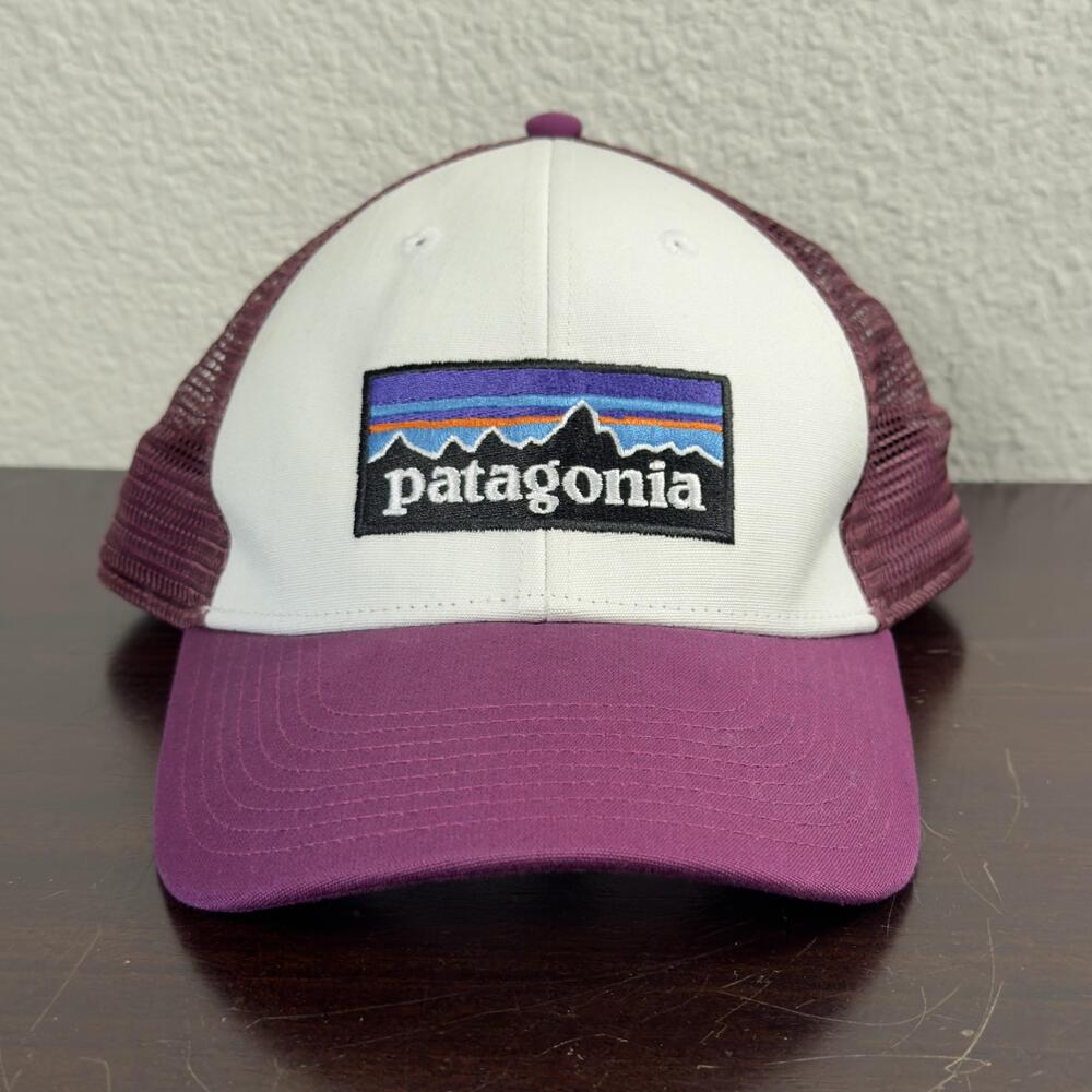 Patagonia Hat Cap Snap Back One Size Purple Mesh Trucker Embroidered Logo Mens